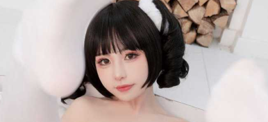 二次元女孩 爆机少女 喵小吉 可爱短发全身粉嫩装扮